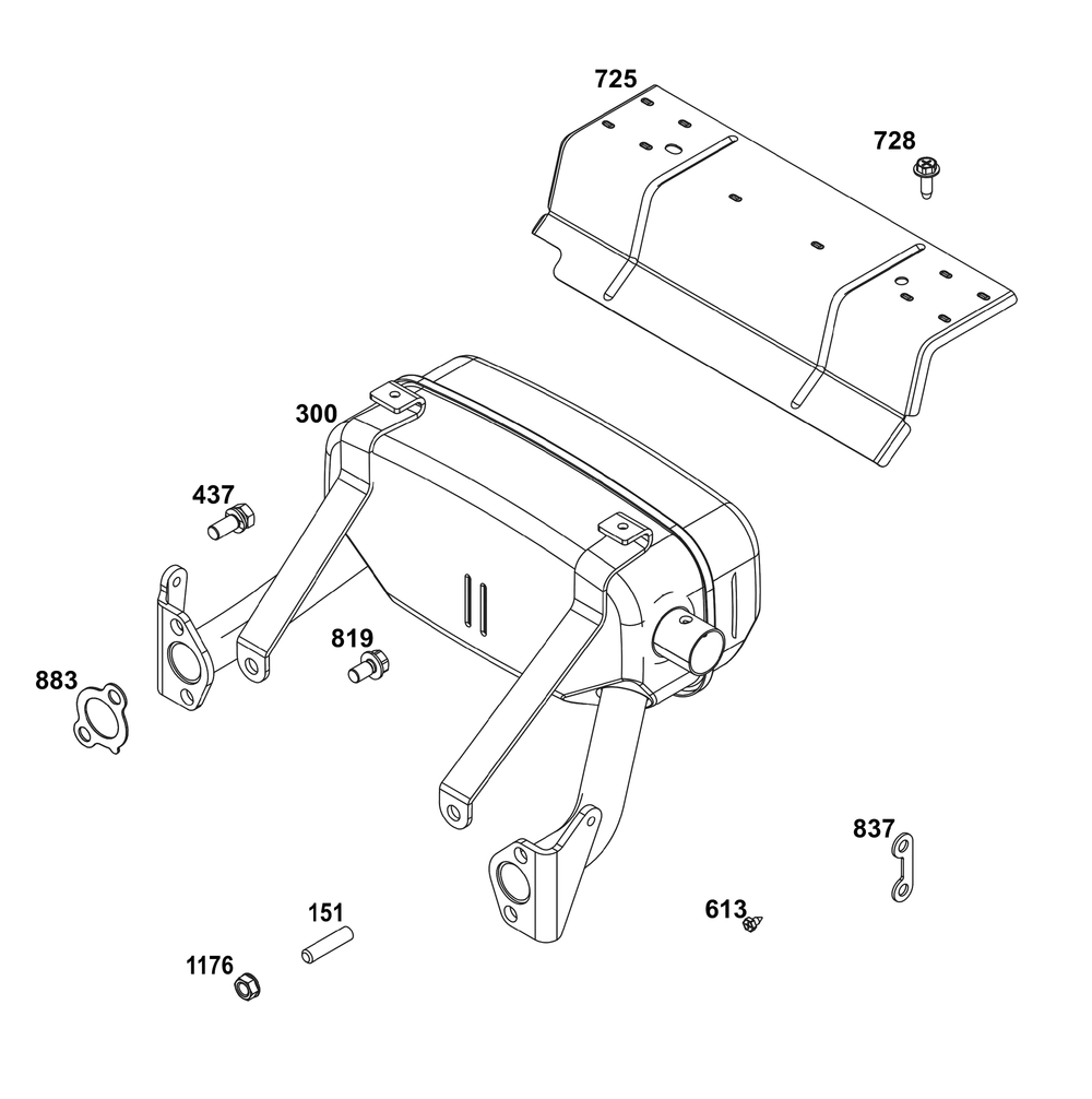 Exhaust Group Diagram and Parts List for 305447-0602-G1 200000 - 399999 Briggs and Stratton Engine